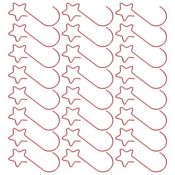 TABLZONE Star-Shaped Hooks Red Coated Wire for Ornament Hanging Festive Decor