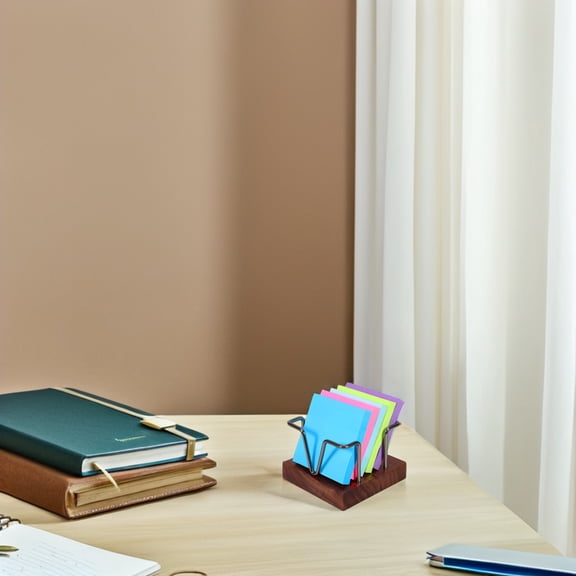 TABLZONE Black Wood and Metal Desktop Note Holder Organizer, Large Capacity Office Accessory for Desk, Stylish and Functional