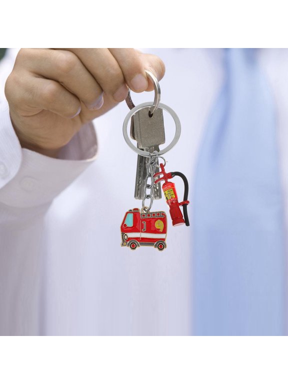 Firefighter Keychain Pendant Multi Metal 1Set Keyring Everyday Use