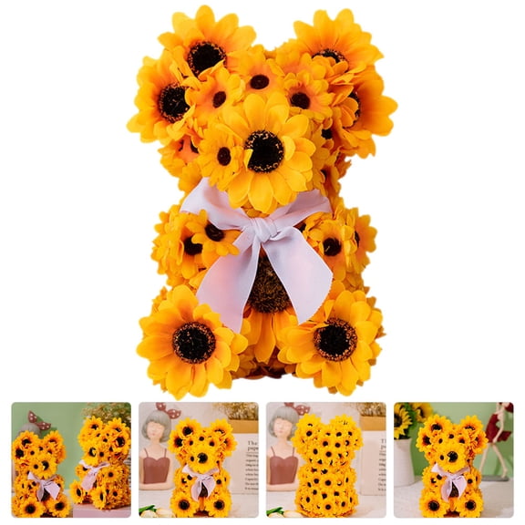 TABLZONE Bear Shaped Decoration Orange Plastic Silk Flower for Bedroom Decor