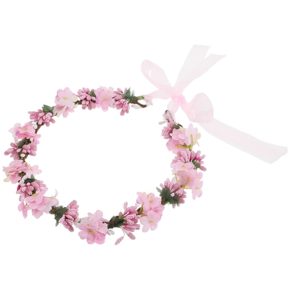 TABLZONE Boho Bridal Floral Tiara 1Pcs Pink Wire Hair Decoration for Wedding Party Photoshoot