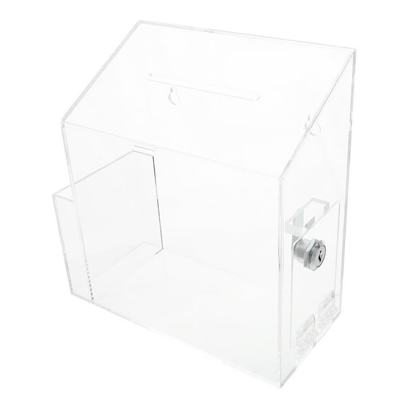 TABLZONE Clear Acrylic Donation Box with Lockable Lid for Secure, Efficient Fundraising and Collection at Events or Businesses