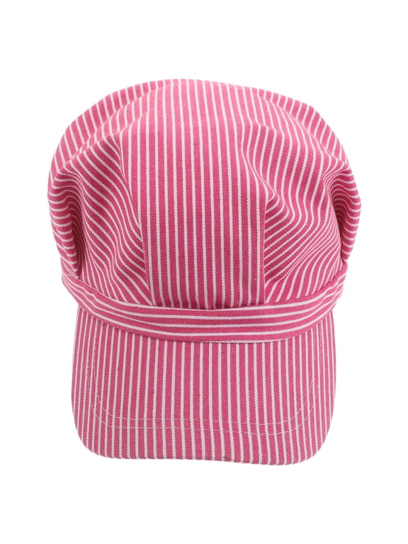 Adjustable Train Engineer Hat with Multi-Color Stripe Design Lightweight Railway Conductor Cap for Kids and Adults