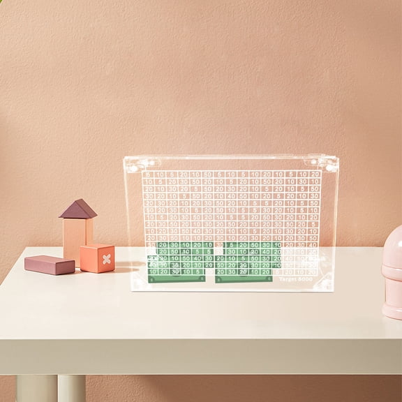 TABLZONE Clear Acrylic Money Saving Box Cash Container for Home, Office, School Use Design