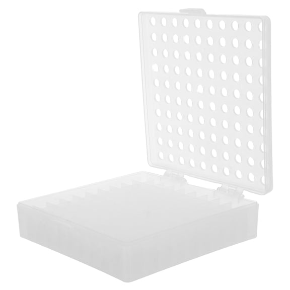 TABLZONE Transparent Plastic Vial Storage Box for Lab with 100 Wells Compatible with 1.5ml and 2Ml Vials
