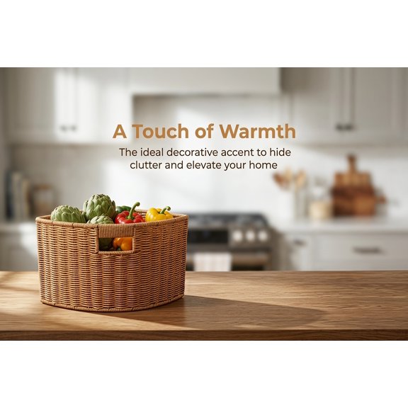 TABLZONE Triangle Corner Woven Storage Basket Tray for Bathroom Countertop