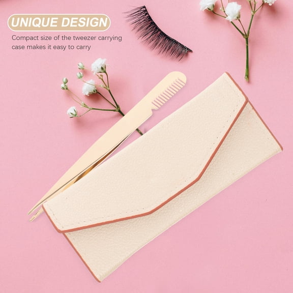 TABLZONE Tweezer Case Holder Beige Compact Design for Eyelash Extensions Storage and Travel