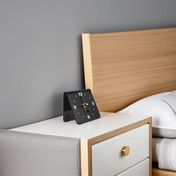 TABLZONE Modern Table Clock Black Acrylic Silent Sweep Movement for Living Room Home Decor 1Pcs