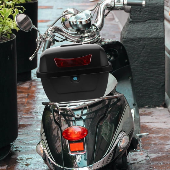 TABLZONE Universal Black Scooter Trunk Storage Box with Easy Installation and Lid