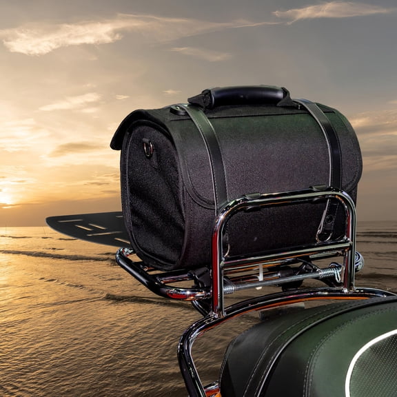 TABLZONE Black Steel Motorcycle Rear Rack Cargo Carrier Universal Fit with Spacious Storage Design