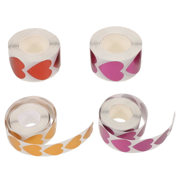 TABLZONE Roll of Assorted Color Heart Stickers Self Adhesive for Valentines Day Sealing Labels