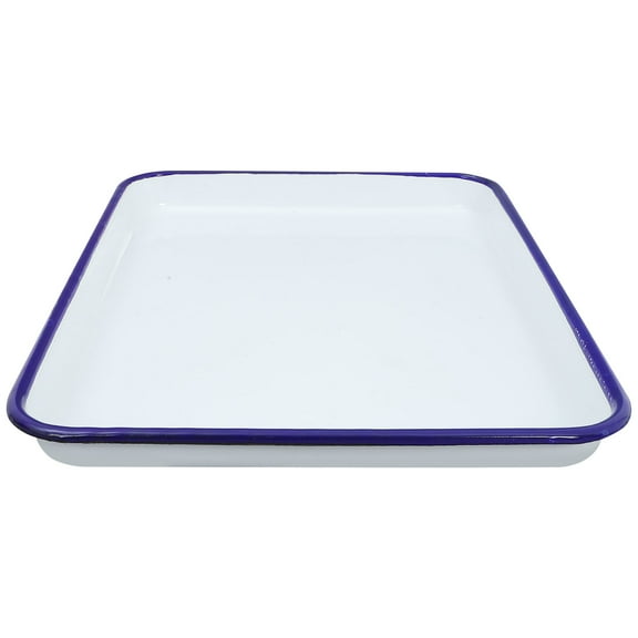 TABLZONE Versatile White Enamel Serving Tray Rectangular Coffee Table and Bread Tray