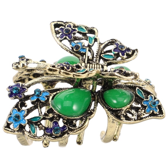 TABLZONE Chinese Style Rhinestone Hair Claw Clip Blue Vintage Design Fashion Hair Pin