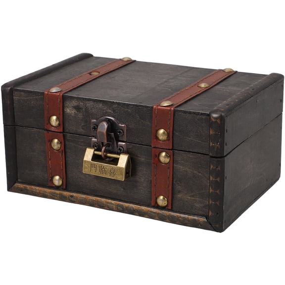 TABLZONE Vintage Wooden Chest for Jewelry Storage Small Decorative Treasure Box