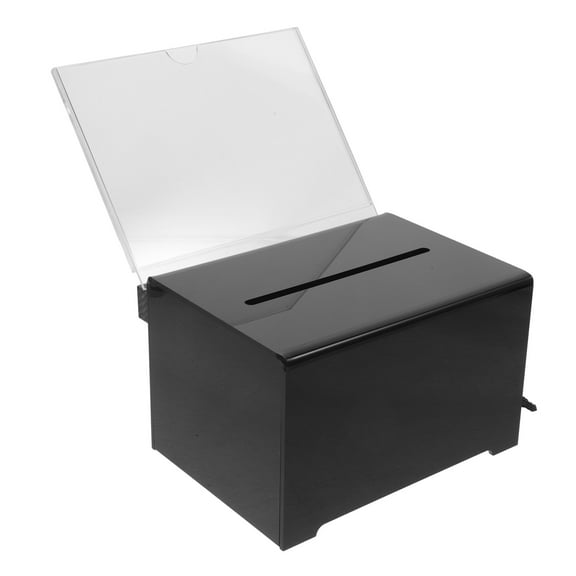 TABLZONE Black Acrylic Suggestion Box with Lock for Office Fundraising and Voting