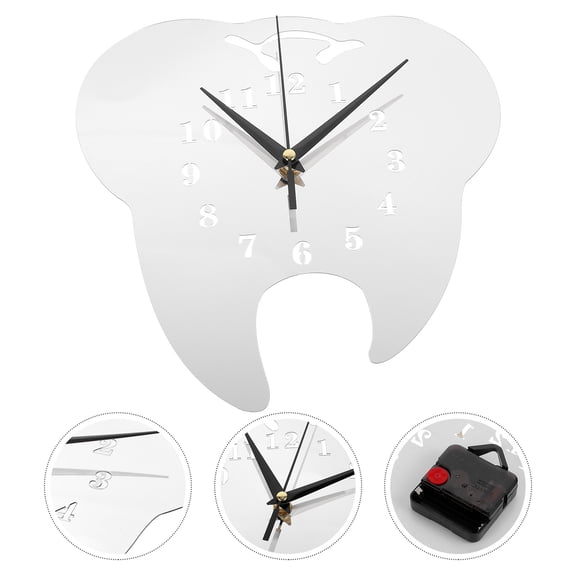 TABLZONE Vintage Style Tooth Shaped Wall Clock Silent Acrylic Wall Clock Decor
