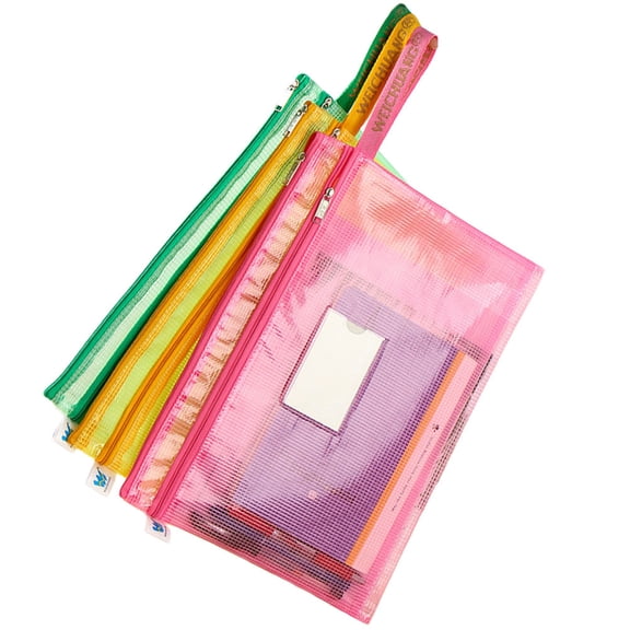 TABLZONE Transparent Document File Bags, Heavy Duty Storage Organizer, Assorted Colors for Office and Home Use