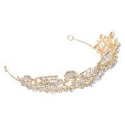 TABLZONE Elegant Golden Bridal Crown Headpiece for Wedding and Special Day
