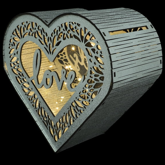 TABLZONE Rustic Heart Shape Wood Wedding Card Box for Reception Decoration 1pc