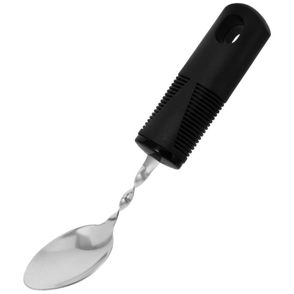 TABLZONE Weighted Stainless Steel Spoon with Black Handle Adaptive Silverware for Elderly and Disabled Users