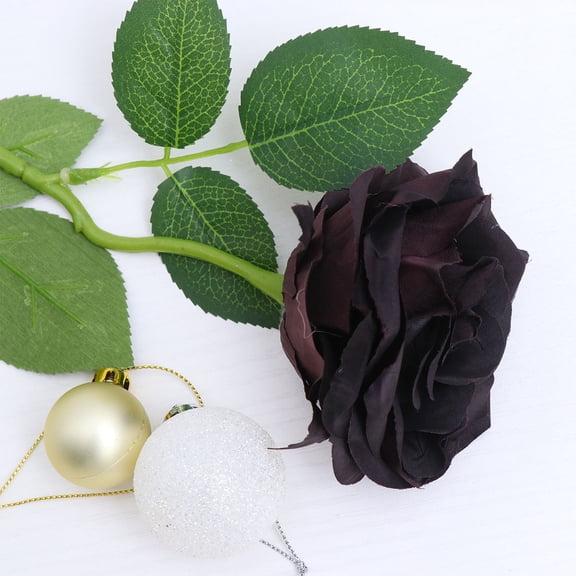 TABLZONE Single Artificial Black Rose Flower Bouquet for Party and Wedding Centerpieces