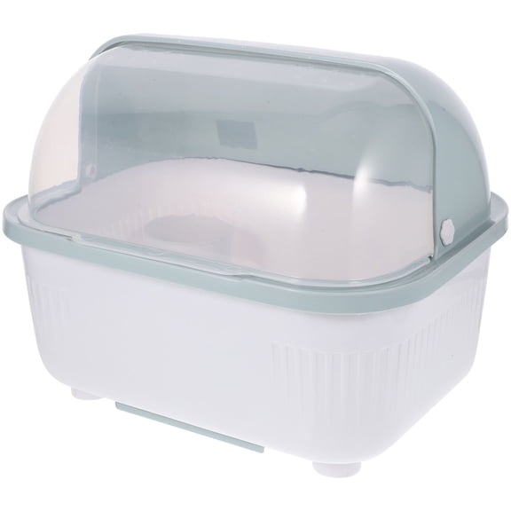 TABLZONE White PP Material Tableware Draining Box with Lid for Convenient Kitchen Storage and Organization