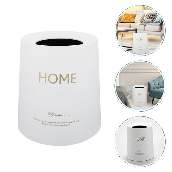 TABLZONE Multi Function Double Layer Trash Bin White Plastic Garbage Container for Home