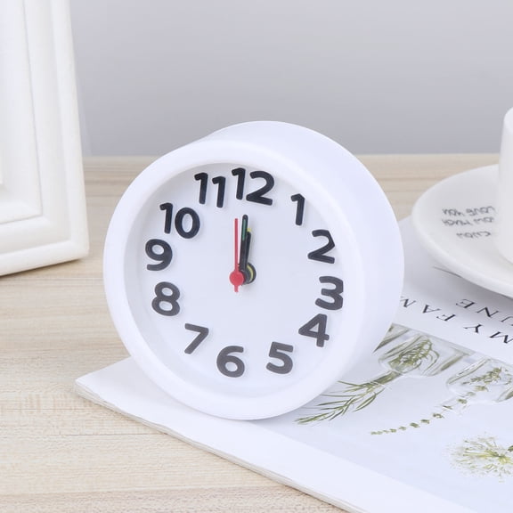 TABLZONE White Small Desktop Clock with Luminous Hands and Hangable Feature for Home Use