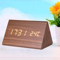 thumbnail image 1 of TABLZONE LED Wood Alarm Clock Brown Desk Digital Display with Temperature and Brightness Control, 1 of 5