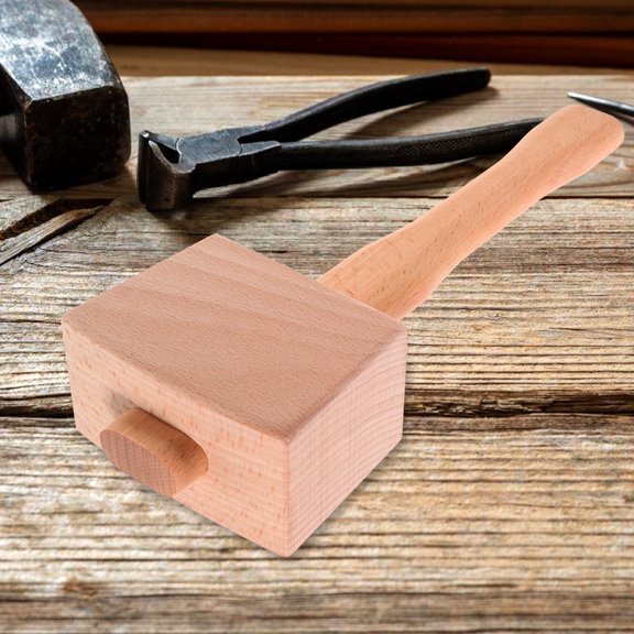 TABLZONE Wood Tool Hammer Round Handle Beech Wood 1Pcs for Carpentry Tasks