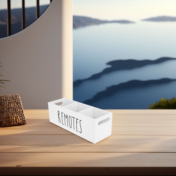 TABLZONE White Wooden Remote Control Organizer Box for Table and Bedroom Storage, Home Declutter Solution