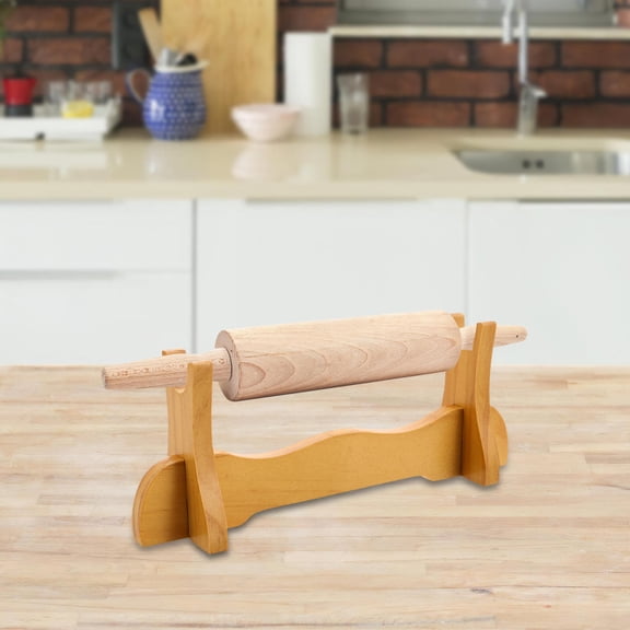 TABLZONE Wooden Rolling Pin Display Rack for Baking Pastry Pizza Dough Fondant Roller Holder Light Brown