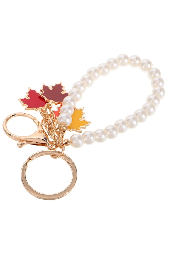 Wristlet Keychain Maple Leaf Key Chain Alloy Multi 1Set