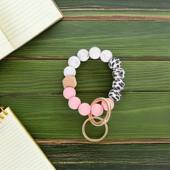 TABLZONE Keychain Wristlet Adds Personality Silicone Beaded Bracelet 1Set for Bags and Wallets