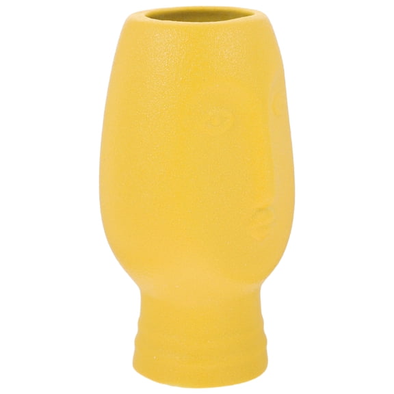 TABLZONE Yellow Ceramic Face Vase for Home Decor Artistic Flower Vase Planter