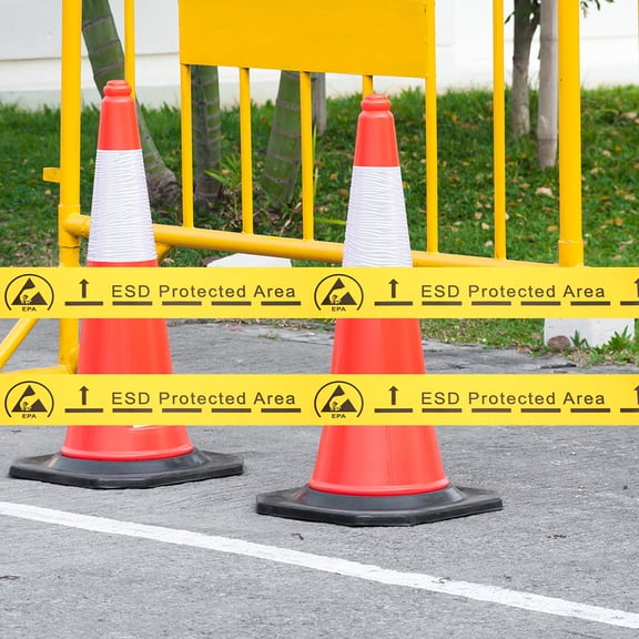 TABLZONE Yellow Caution Tape Roll Self Adhesive Warning Tape for Safe Electrostatic Area Decoration