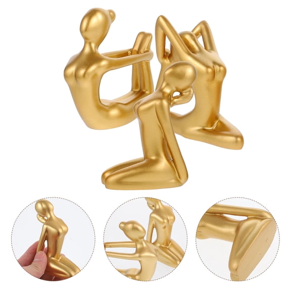TABLZONE Golden Resin Yoga Statue Tabletop Abstract Decor for Elegant Home Decoration