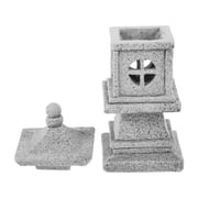TABLZONE Gray Zen Garden Stone Lantern with Light, Outdoor Japanese Statue Decor for Patio, Balcony, Yard, Garden