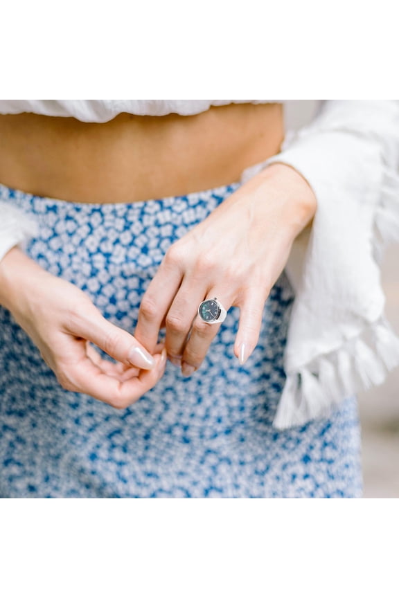 Compact Zinc Alloy Finger Watch - Clear Roman Numerals, Lightweight, Ideal for Decor