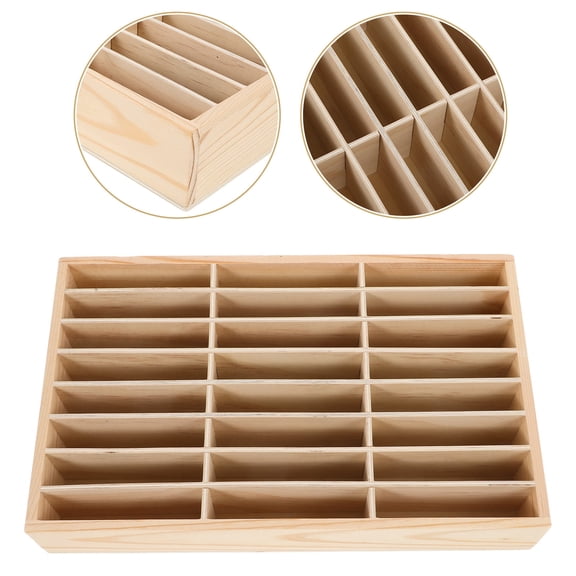 TABLZONE Wooden Multi Grid Phone Storage Box Beige for Office and Meeting Rooms