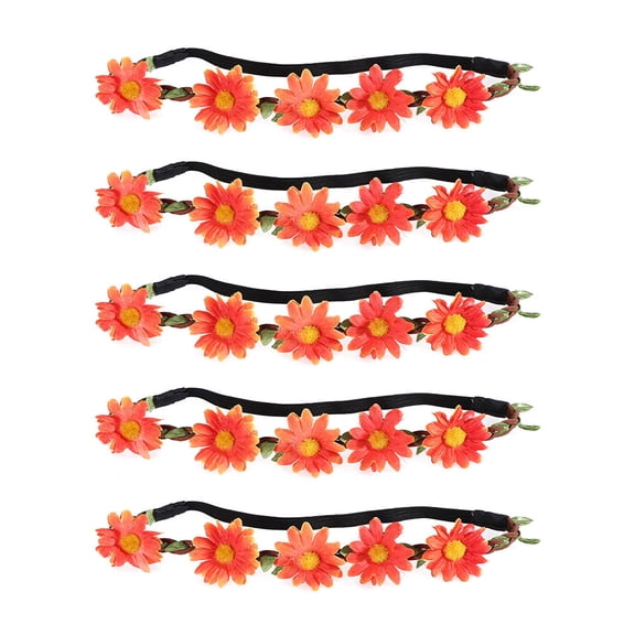 TABLZONE Hawaiian Sunflower Hair Wreath Orange 5Pcs Circular Flower Headpiece for Dancing Party and Hair Decoration