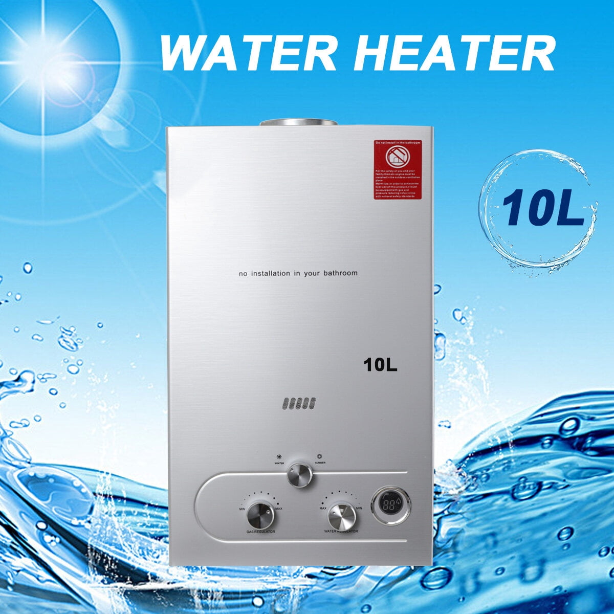 TABODD 10L Propane Gas Instant Water Heater Tankless Camping Water Heater  w/ Shower Kit - Walmart.com