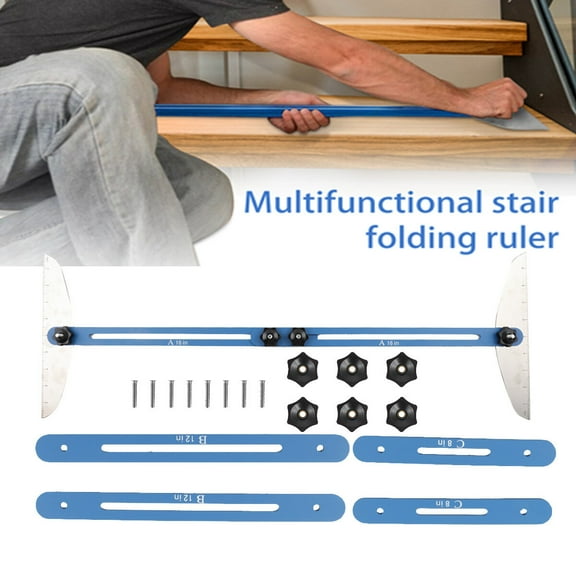 TABODD 11-60 inch Stair Treads Gauge Template Tool Stair Jig Measuring Stair Layout Scribe Tool Stair Measuring Tool Kit