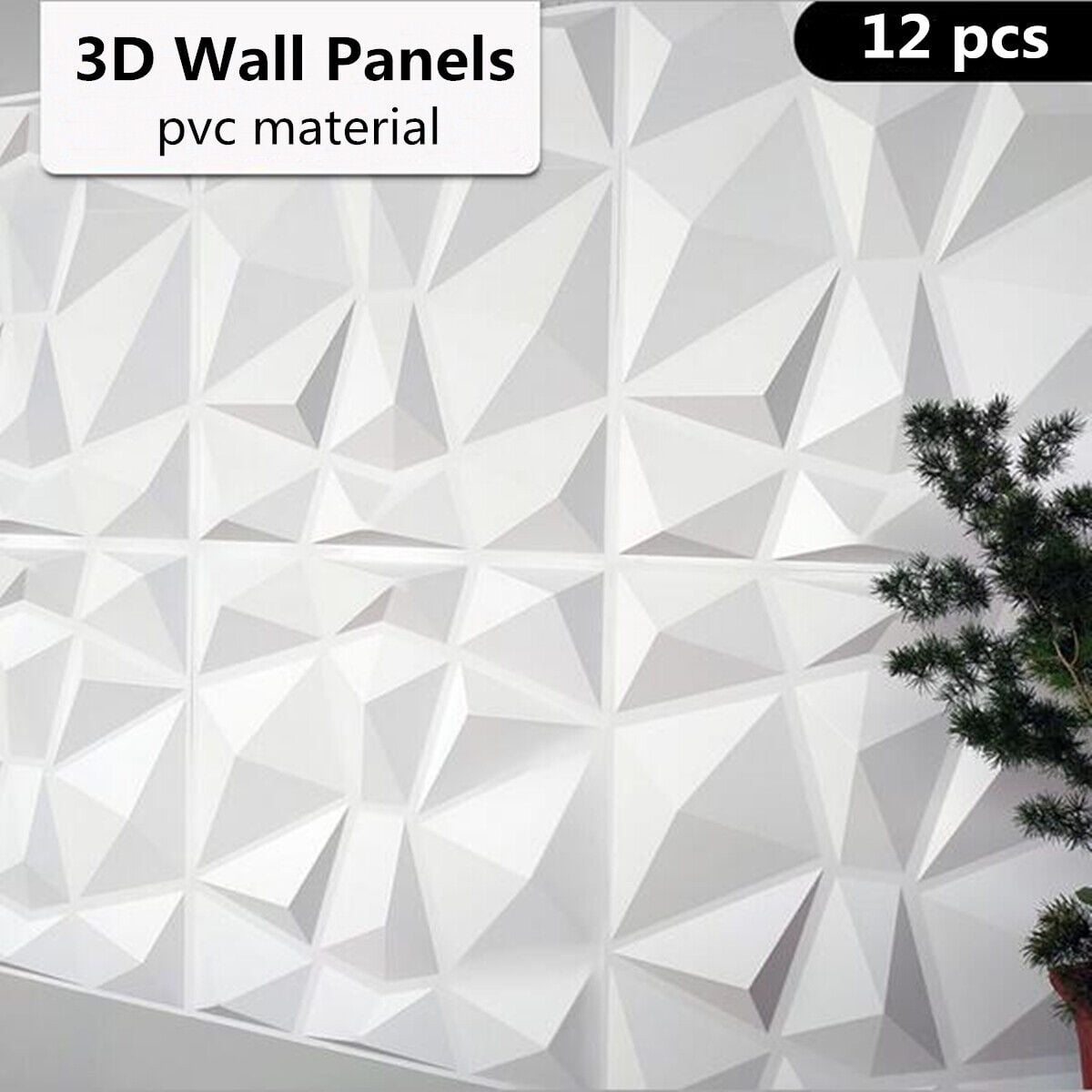 TABODD 12 Tiles Textured 3D Wall Panels PVC Geometric Brick Art Design ...