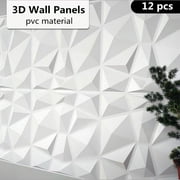 TABODD White, 3D Geometric Brick Art Design PVC Wallpaper 11.8 x 11.8, 12 Pieces