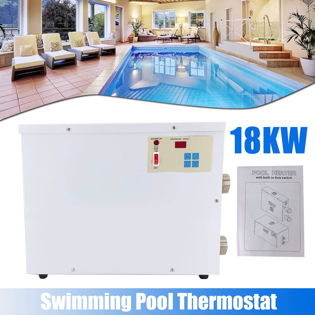TABODD 18KW Electric Pool Heater for In Ground Pools 220V Electric