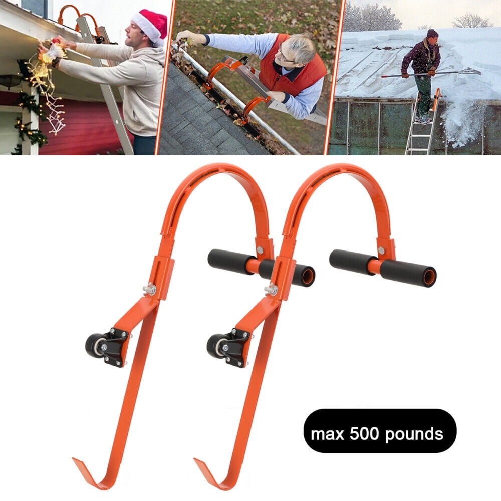 TABODD 2 Pack Ladder Roof Hook with Wheel Heavy Duty Steel Ladder