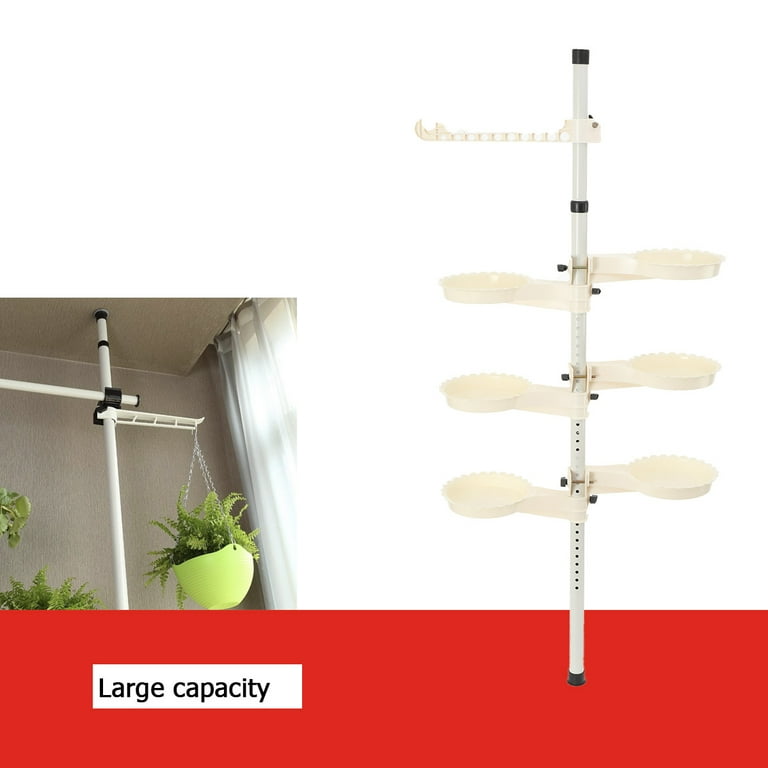 TABODD 7-Tier Indoor Plant Pole Spring Tension Rod Expandable Flower Pots  Display Rack Stand Hanger Metal Corner Storage Shelf - Walmart.com
