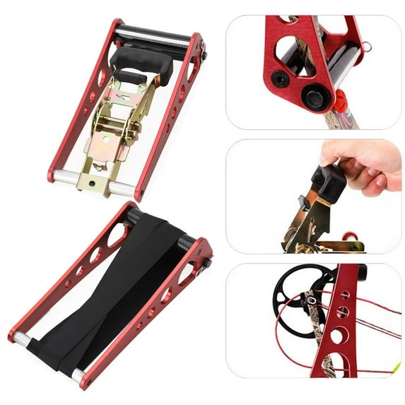 TABODD Archery Compound Bow Press - Portable Hand Held Bow Accessories for Compound Bow & Crossbow Aluminum Alloy Ratchet Bow Press Open Tool for Bow String Silencers Replacement