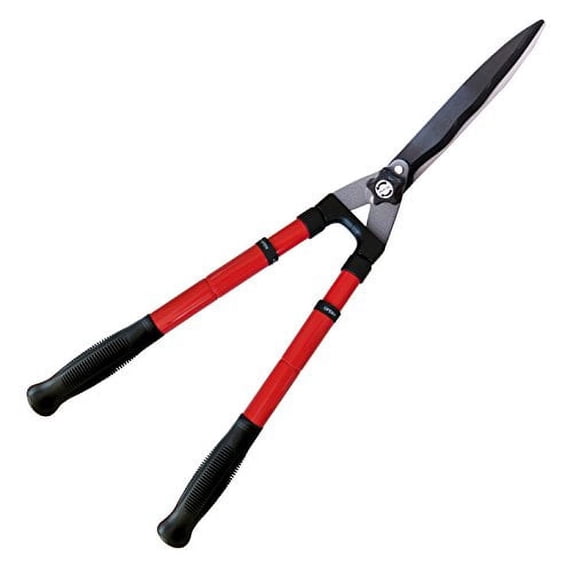 WETS B212A Telescopic Hedge Shears with Wavy Blade and Extendable Steel Handles. Extendable Manual Hedge Clippers for Trimming Borders, Boxwood, and Tall Bushes.